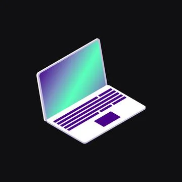Graphic Laptop with Gradient Screen and Violet Keyboard. Isolated Futuristic PC Stock Illustration