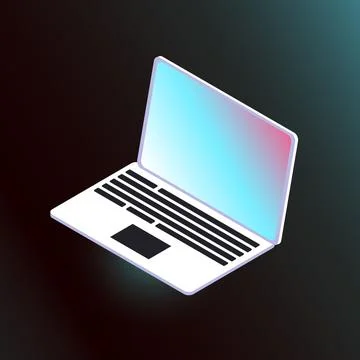 Graphic Laptop with Gradient Screen. Isolated Futuristic PC Stock Illustration