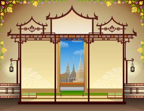 Graphic layout with traditional thai elements Stock Illustration