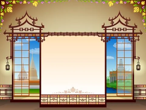 Graphic layout with traditional thai elements Stock Illustration