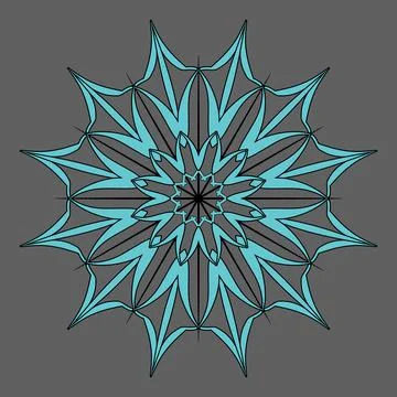 Graphic linear sign pattern element. Winter snowflake design template. Gothic Illustrazione stock