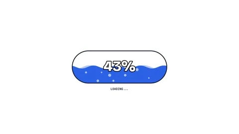 Graphic loading bar with rising blue liquid and increasing percentage Vidéo 348442314