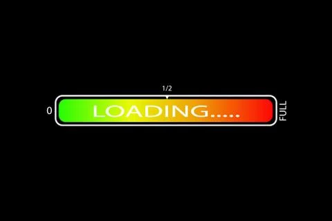 Graphic loading scale on a black background, vector image Illustrazione stock
