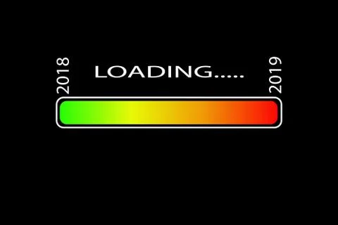 Graphic loading scale new 2019 on black background, vector image Stock Illustration