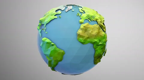 Graphic low poly 3d world Loop. Bright. Alpha Included Vidéo 47318578