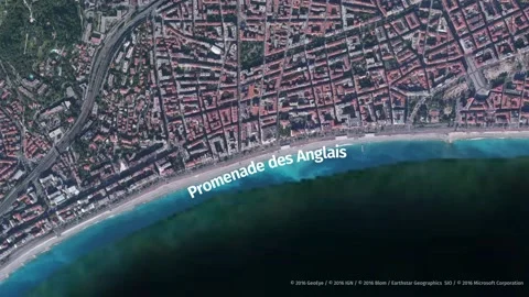 GRAPHIC - Map of the Nice lorry attack Stock Footage 148708699