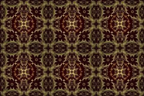 Graphic modern seamless pattern on brown, yellow and neutral colors. Seamless fl Stockillustratie