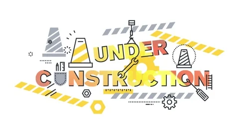 Graphic motion of an under construction sign with various tools and symbols. Stock Footage 340282380