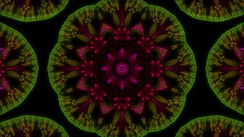 Graphic multicolored mandala on black background Stock Footage 155077926