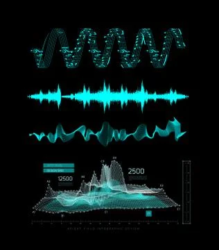 Graphic musical equalizer, sound waves, on a black background Stock Illustration