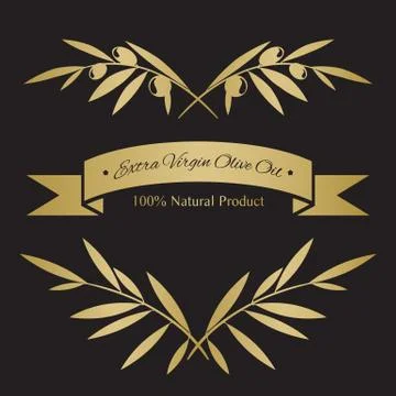 Graphic olive tree branches Stock Illustration