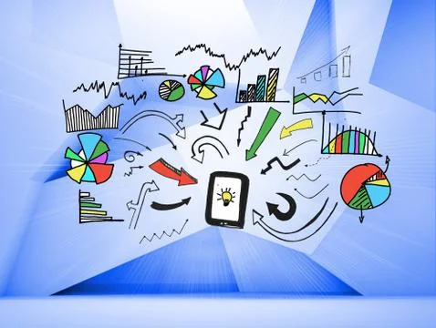 Graphic over blue abstract background Ilustración de archivo