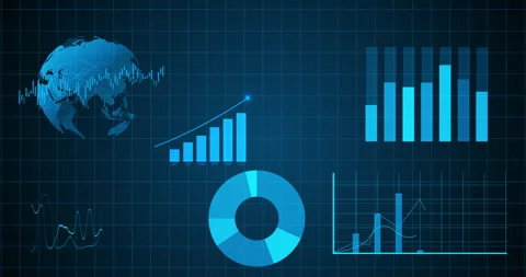Graphic, pattern and chart with graph for global analytics, statistics or data Stock Footage 280958331