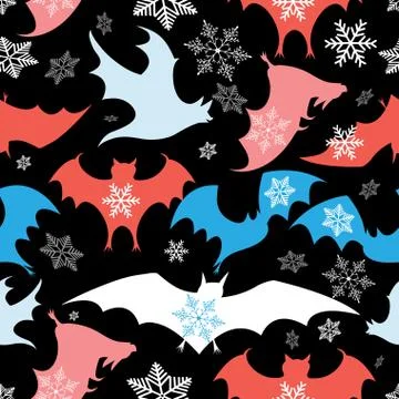 Graphic pattern of bats Stock Illustration