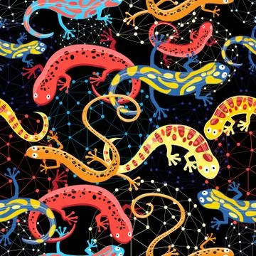 Graphic pattern Beautiful salamander Stock Illustration