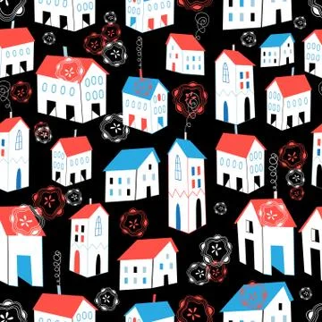 Graphic pattern with different houses Stock Illustration