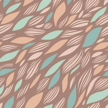 The graphic pattern of leaves and waves. Tender hand-drawn seamless vector pa Illustrazione stock