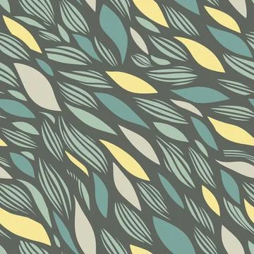 The graphic pattern of leaves and waves. Gentle hand-drawn seamless vector pa Illustrazione stock