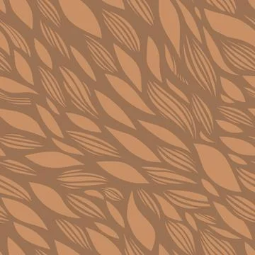 The graphic pattern of leaves and waves. Beige hand-drawn seamless vector pat Stock Illustration