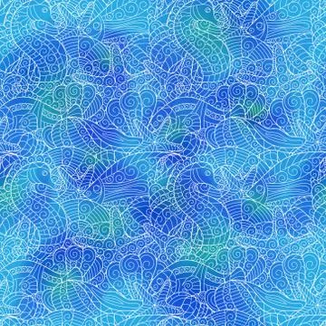 Graphic pattern with seashells and watercolor stains Stock Illustration