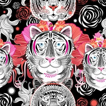 Graphic pattern Tigers 库存插图