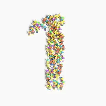 Graphic of people lined in the form of "1" (3D illustration) Stock Illustration
