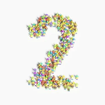 Graphic of people lined in the form of "2" (3D illustration) Stock Illustration
