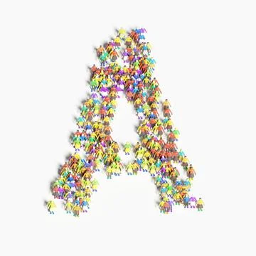 Graphic of people lined in the form of "A" (3D illustration) 스톡 일러스트