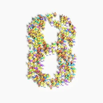 Graphic of people lined in the form of "8" (3D illustration) 스톡 일러스트