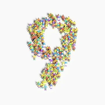 Graphic of people lined in the form of "9" (3D illustration) Stock Illustration