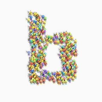 Graphic of people lined in the form of "B" (3D illustration) Stock Illustration