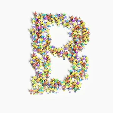 Graphic of people lined in the form of "B" (3D illustration) 스톡 일러스트
