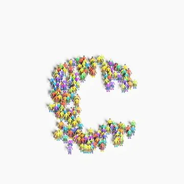 Graphic of people lined in the form of "C" (3D illustration) 스톡 일러스트