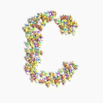 Graphic of people lined in the form of "C" (3D illustration) 스톡 일러스트