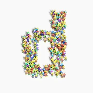 Graphic of people lined in the form of "D" (3D illustration) 스톡 일러스트