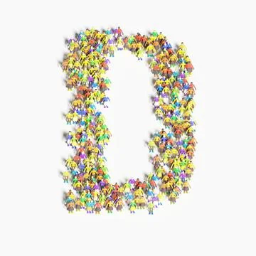 Graphic of people lined in the form of "D" (3D illustration) Stock Illustration