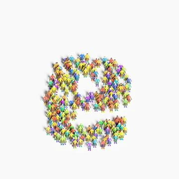 Graphic of people lined in the form of "E" (3D illustration) Stock Illustration