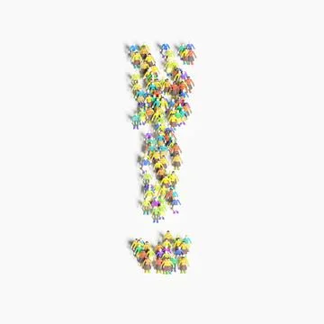 Graphic of people lined in the form of "exclamation mark" (3D illustration) Stock Illustration