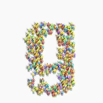 Graphic of people lined in the form of "G" (3D illustration) 스톡 일러스트