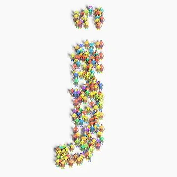 Graphic of people lined in the form of "j" (3D illustration) Stock Illustration