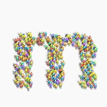 Graphic of people lined in the form of "M" (3D illustration) 스톡 일러스트