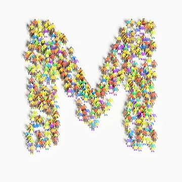 Graphic of people lined in the form of "M" (3D illustration) 스톡 일러스트