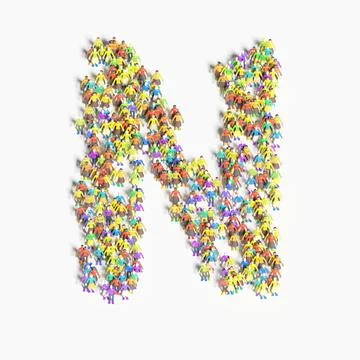 Graphic of people lined in the form of "N" (3D illustration) Stock Illustration