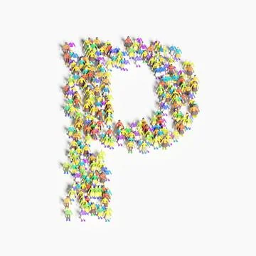 Graphic of people lined in the form of "P" (3D illustration) Stock Illustration