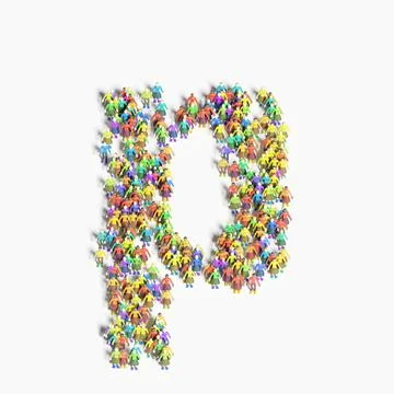 Graphic of people lined in the form of "P" (3D illustration) 스톡 일러스트