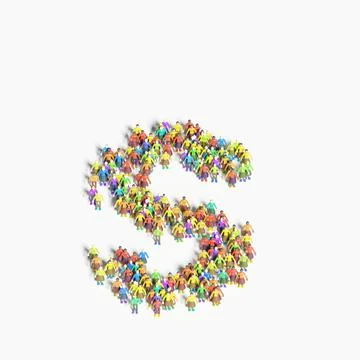 Graphic of people lined in the form of "S" (3D illustration) Stock Illustration