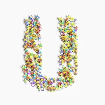 Graphic of people lined in the form of "U" (3D illustration) 스톡 일러스트