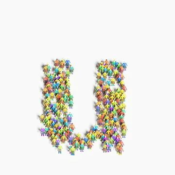 Graphic of people lined in the form of "U" (3D illustration) Stock Illustration