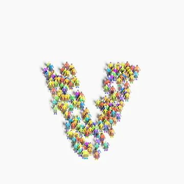 Graphic of people lined in the form of "V" (3D illustration) Stock Illustration