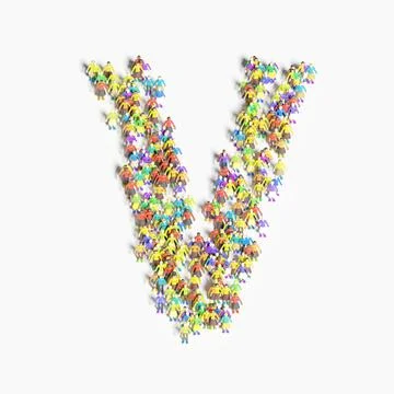 Graphic of people lined in the form of "V" (3D illustration) Stock Illustration